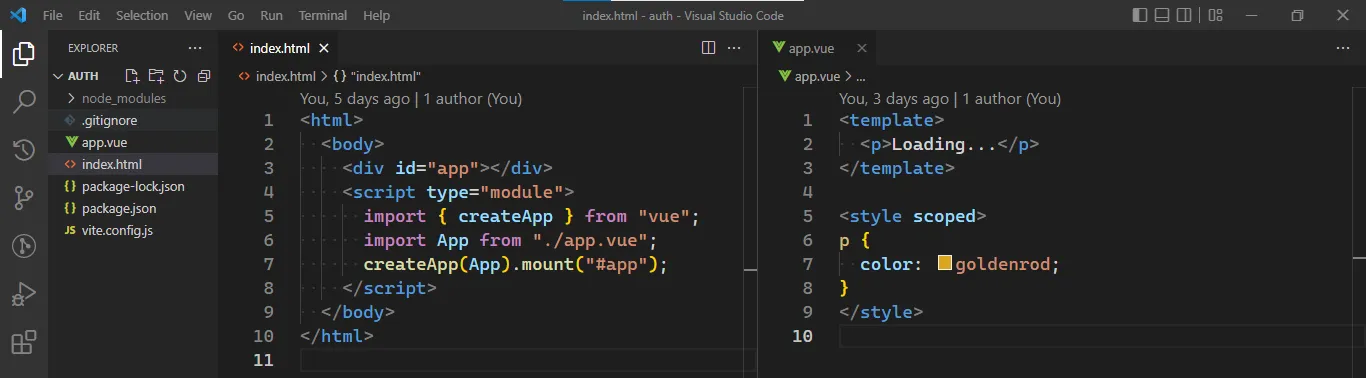 index.html file content