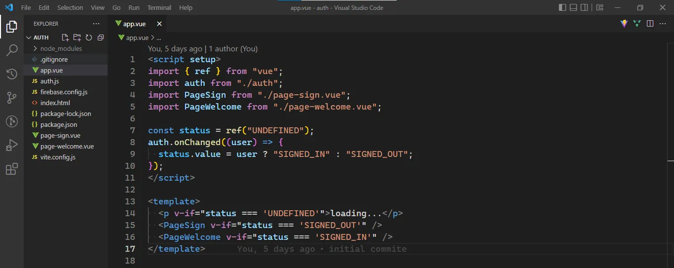 app.vue file content